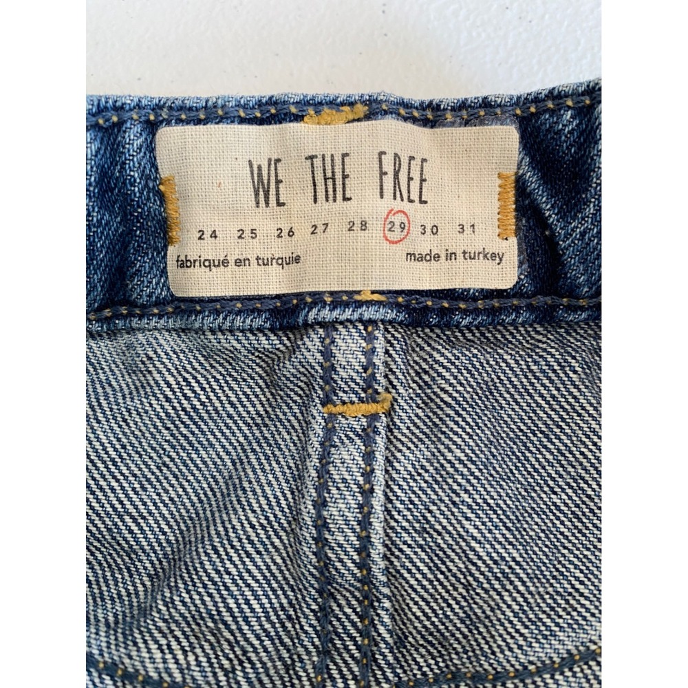 We The Free Free People Blue Distressed Denim Mini Skirt Button Fly Size 29 - Picture 4 of 6